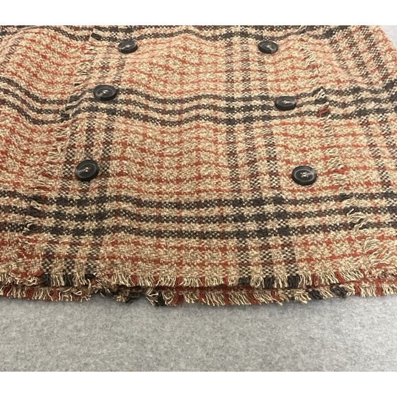 NWOT Mini Skirt Tweed 6Button Front  Dark Academia Preppy Raw Hem SZ Med - Picture 4 of 12